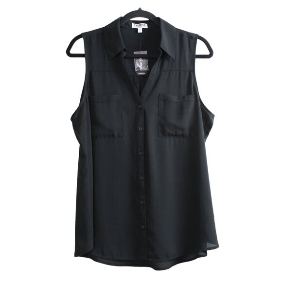 Express Black Portofino Sleeveless Shirt - Picture 1 of 14